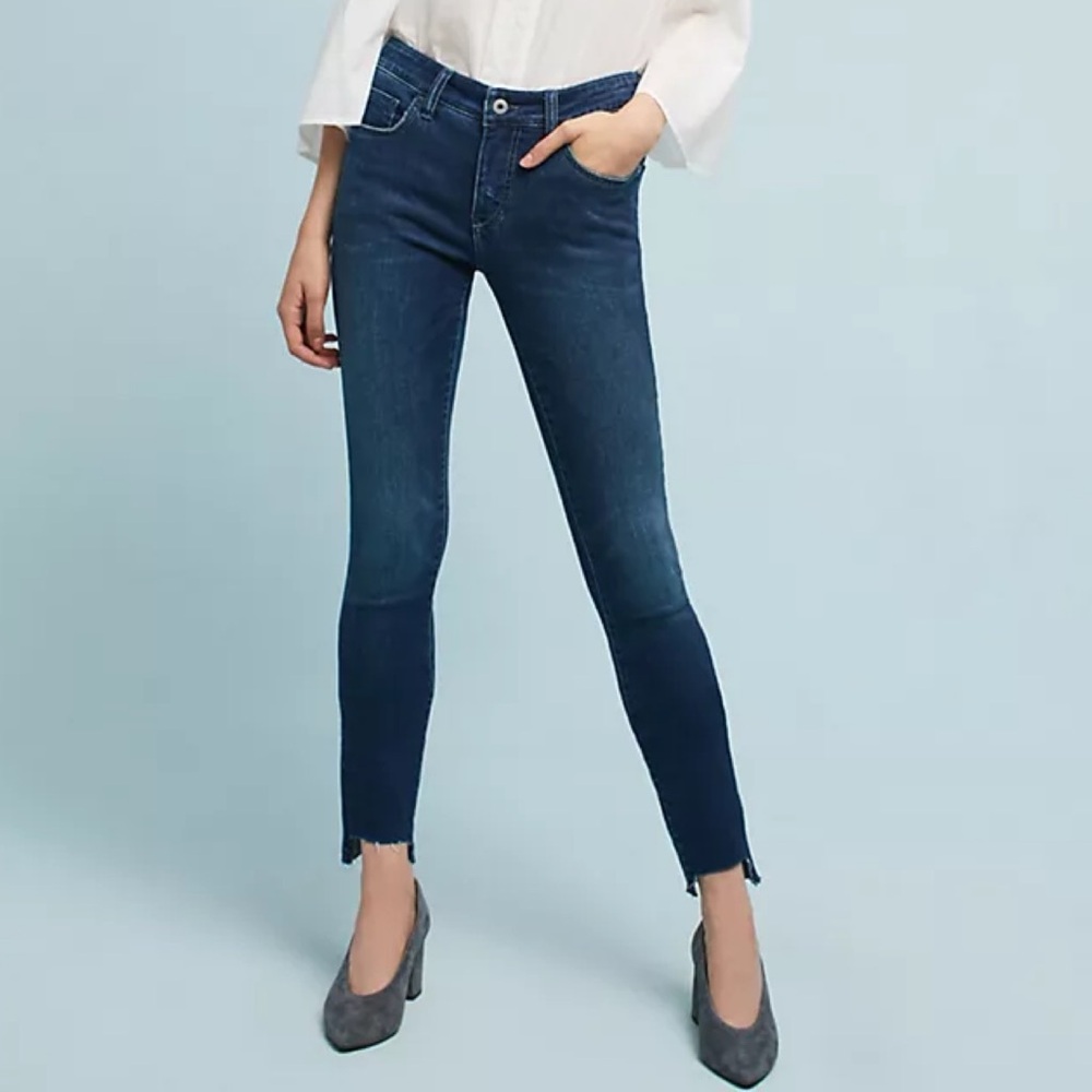 Anthropologie Pilcro and the Letterpress Mid Rise Skinny Jeans Step Hem Size 26